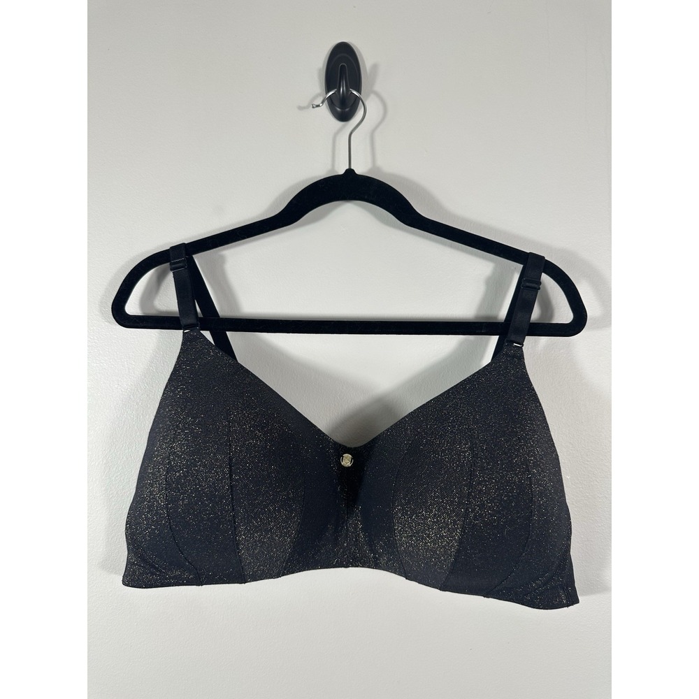 Torrid Bra Womens 42D Black Gold Dream Wire Free Lightly Lined Shimmer